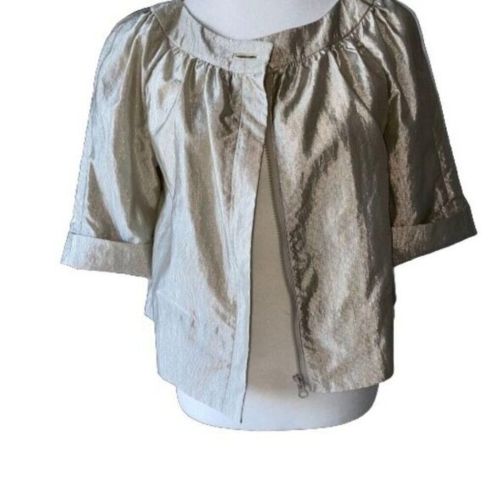 Isaac Mizrahi Pearlized Jacket 3/4‎ Sleeve Crop Small